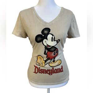 Classic simple Disney vintage inspired Mickey Mouse v-neck tee Disneyland logo L